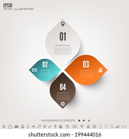 Cloud computing background with web icons. Social network. Mobile app. Infographic elements.