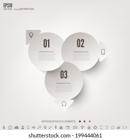Cloud computing background with web icons. Social network. Mobile app. Infographic elements.