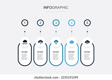 Cloud computing, Backup, platform, public cloud, Cloud application icons Infographic design template. Creative concept with 5 steps