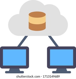 Cloud Computing and Backup Storage of Office Data from Home Network concept vector color icon design, Work from home symbol on white background