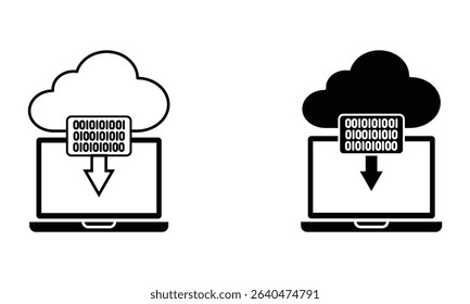 Cloud computing with binary code, illustration of wireless data transfer icon vector