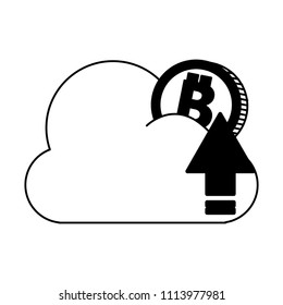 Cloud computing and bitcoin in black and white