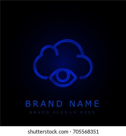 Cloud computing blue chromium metallic logo
