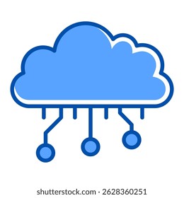 Cloud Computing blaues Farbsymbol. Einfaches Vektorsymbol-Design in blauer Farbe. Bearbeitbares Vektorformat