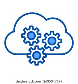 Cloud computing blue color icon. Simple vector icon design in blue color style. Editable vector format