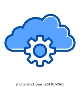 Cloud computing blue color icon. Simple vector icon design in blue color style. Editable vector format