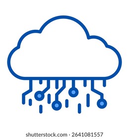 Cloud computing blue color icon. Simple vector icon design in blue color style. Editable vector format