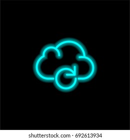 Cloud computing blue glowing neon ui ux icon. Glowing sign logo vector