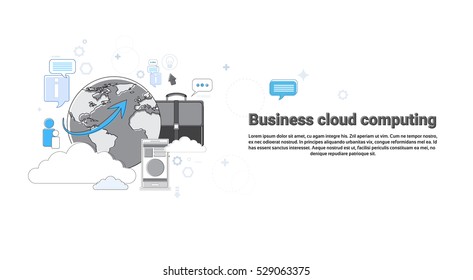Cloud Computing Business Database Storage Services Web Technology Banner Vector Illustration