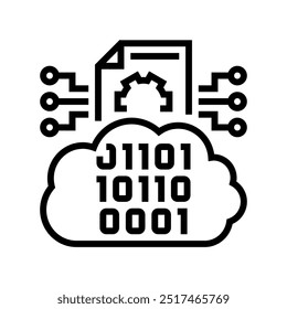 cloud computing business process line icon vector. cloud computing business process sign. isolated contour symbol black illustration