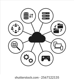 Cloud computing business services online internet storage concept icons