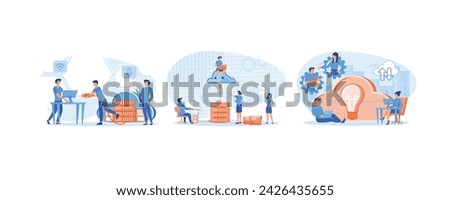 Cloud Computing. Business technology storage. Wireless computing service. set flat vector modern illustration