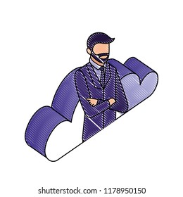 cloud computing with businessman isometric icon