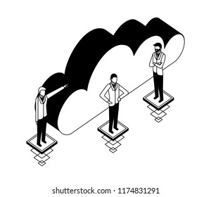 cloud computing with businessmen character