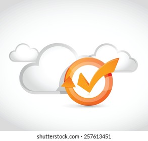 cloud computing check mark cycle illustration design over white