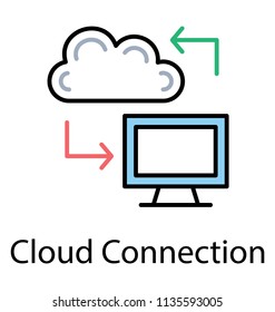 
Cloud computing with client servers, big data or cloud connection icon
