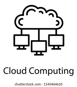 Cloud computing with client servers, big data or cloud connection icon
