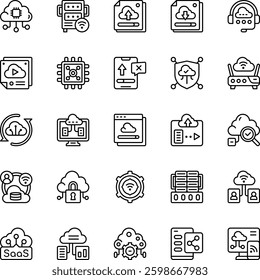 Cloud Computing color icon set. Vector Illustration. Set of 25 Cloud Computing web icons in color style