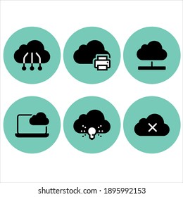 Cloud Computing  Computer cloud and Cloud Hosting related line icons. Cloud storage and Network Vector icon 