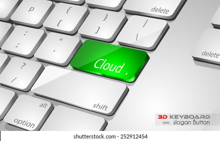 Cloud computing Concept 3D real look keybord to use for advertising and presentations, promotions or technology related brochures.
