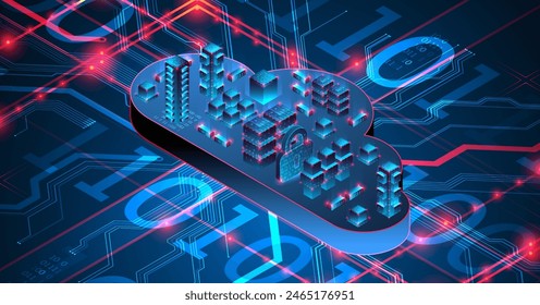 Cloud computing concept. Abstract connection technology background. Hand drawn vector.