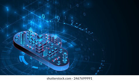 Cloud computing concept. Abstract connection technology background. Hand drawn vector.