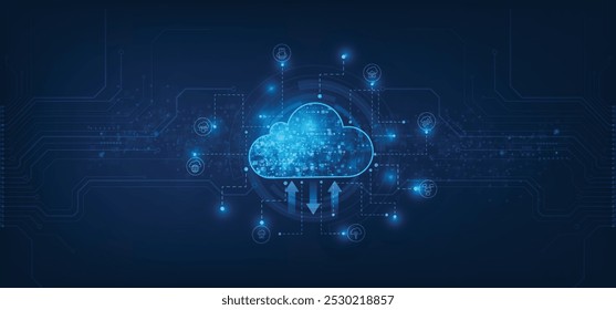 Cloud computing concept. Abstract cloud connection technology background.	