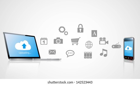 Cloud Computing concept background with a lot of applications