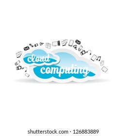 Cloud Computing concept background with a lot of icons. vector illustration.