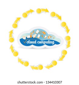Cloud Computing concept background with a lot of icons. vector illustration.