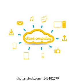 Cloud Computing concept background with a lot of icons. vector illustration.