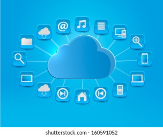 Cloud Computing concept background with icons. Vector illustration. 