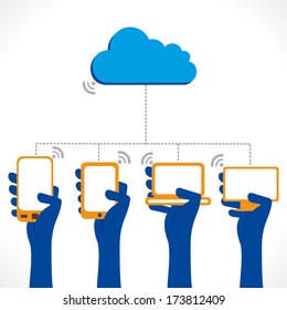 cloud computing concept , connect every device to cloud concept vector