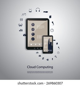 Cloud Computing Concept - Connection, Sync, Download, Upload