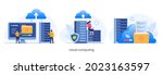 cloud computing concept, data center, file management, cloud storage flat illustration vector