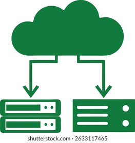 Cloud computing concept demonstrating data transfer between cloud and server infrastructure