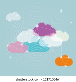 Cloud computing concept design. The background is blue.