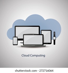 Cloud Computing Concept Design with Black and Blue Colors