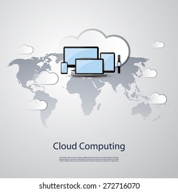 Cloud Computing Concept Design with Black and Blue Colors