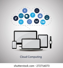 Cloud Computing Concept Design with Black and Blue Colors