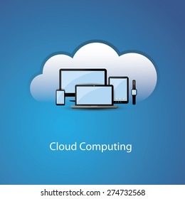 Cloud Computing Concept Design with Black, White and Blue Colors