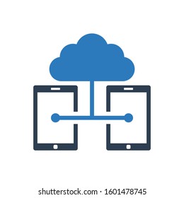 Cloud computing concept design. Devices connected to the "cloud" - icon vector symbol