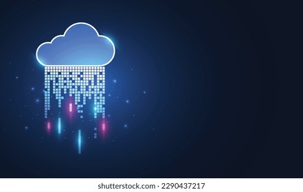 Cloud computing concept design. Digital data transform download and upload. Cloud technology network. Vector illustration