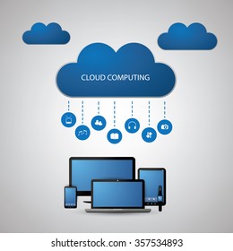 Cloud Computing Concept Design With Icons