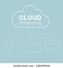 Cloud computing concept design, isolated on blue background.