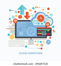 Cloud Computing Concept Design On White Background,clean Vector