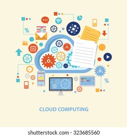 Cloud computing concept design on old background,clean vector