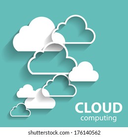 Cloud Computing Concept for Different Electronic Devices. Vector Illustration 