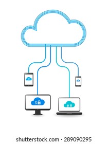 Cloud computing concept with digital devices
