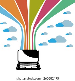 cloud computing concept flat with blue internet cloud icon and modern laptop,Vector illustration.